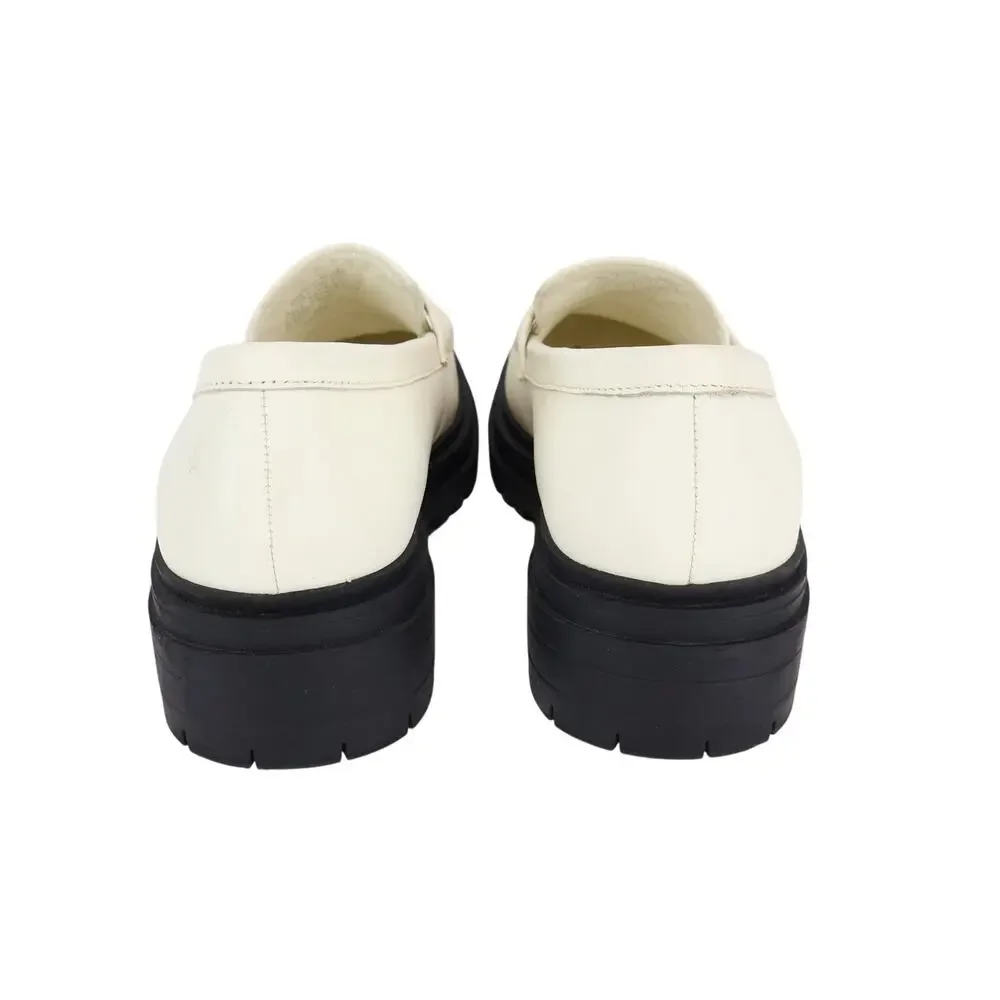 Quince Italian Leather Lug Sole Loafer Bone Size 6